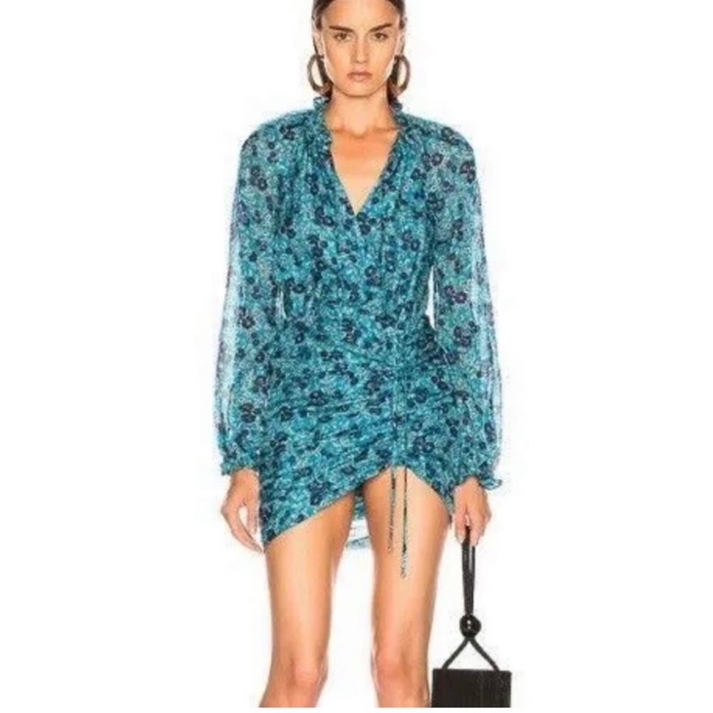 Veronica Beard Becky Silk Floral Ruched Dress Size 14